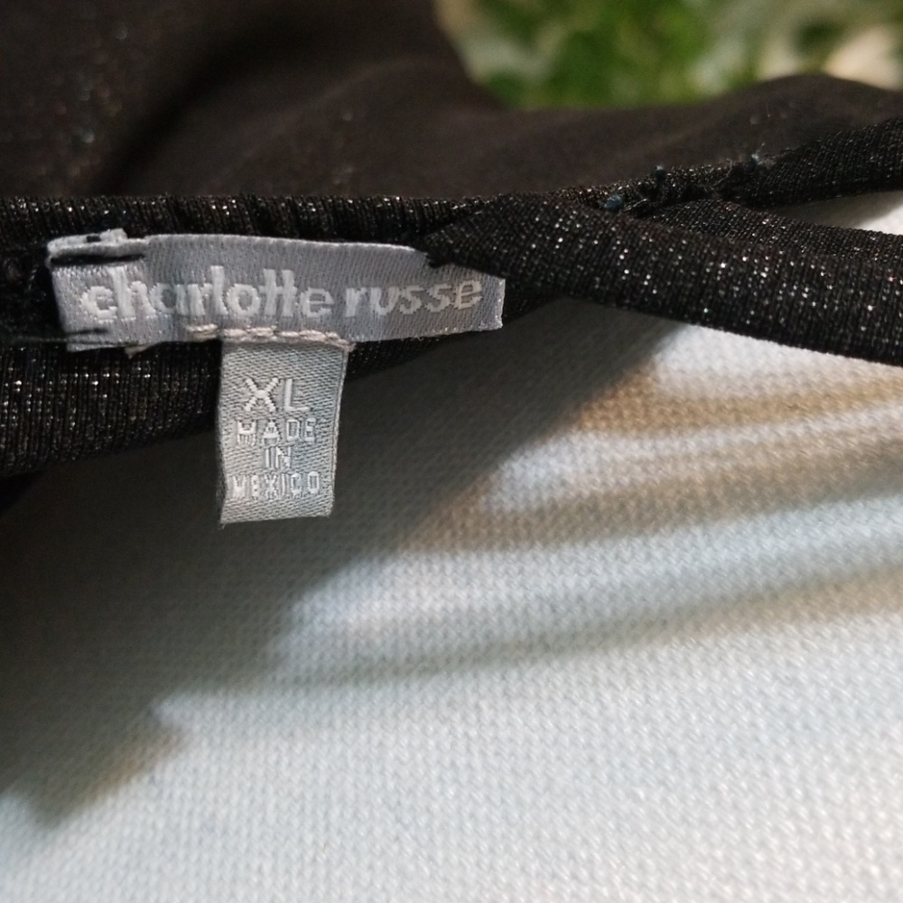 Black Strappy Top With Silver Thread - image 3